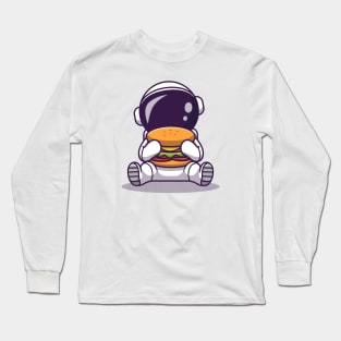 Cute Astronaut Eating Burger Long Sleeve T-Shirt